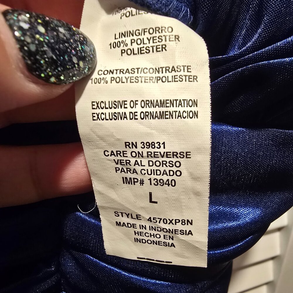 Sequin Hearts Satin Blue Glittery Party Dress - Picture 8 of 9